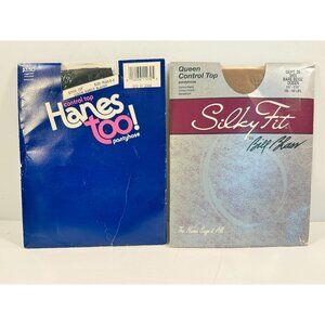 Hanes Too Bill Blass Queen Plus Sizes Control Top Bare Beige Black Lot of 2 NEW